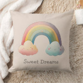 Kids Whimsical Pastel Rainbow in Clouds Kussen (Deken)