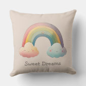 Kids Whimsical Pastel Rainbow in Clouds Kussen (Achterkant)