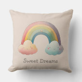 Kids Whimsical Pastel Rainbow in Clouds Kussen (Voorkant)