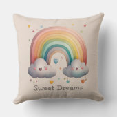 Kids Whimsical Pastel Rainbow in Clouds Kussen (Achterkant)