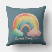 Kids Whimsical Pastel Rainbow in Clouds Kussen (Achterkant)
