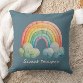 Kids Whimsical Pastel Rainbow in Clouds Kussen (Deken)