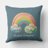 Kids Whimsical Pastel Rainbow in Clouds Kussen (Achterkant)