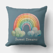 Kids Whimsical Pastel Rainbow in Clouds Kussen (Voorkant)