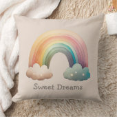 Kids Whimsical Pastel Rainbow in Clouds Kussen (Deken)