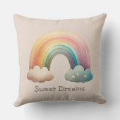 Kids Whimsical Pastel Rainbow in Clouds Kussen (Achterkant)