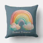 Kids Whimsical Pastel Rainbow in Clouds Kussen (Achterkant)