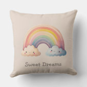 Kids Whimsical Pastel Rainbow in Clouds Kussen (Achterkant)