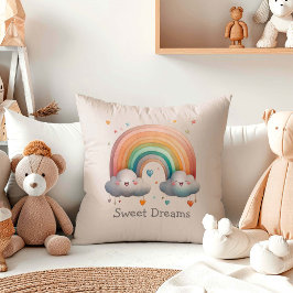 Kids Whimsical Pastel Rainbow in Clouds Kussen
