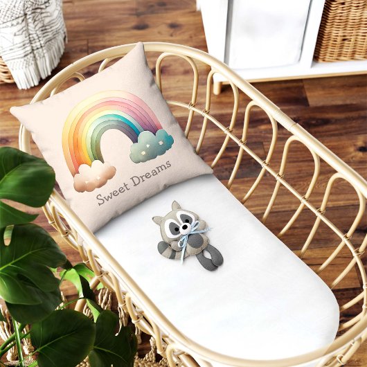 Kids Whimsical Pastel Rainbow in Clouds Kussen