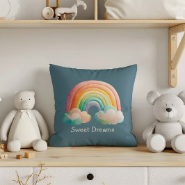 Kids Whimsical Pastel Rainbow in Clouds Kussen