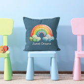 Kids Whimsical Pastel Rainbow in Clouds Kussen