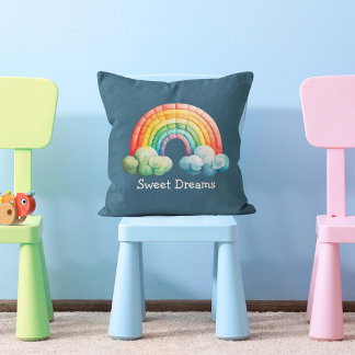 Kids Whimsical Pastel Rainbow in Clouds Kussen