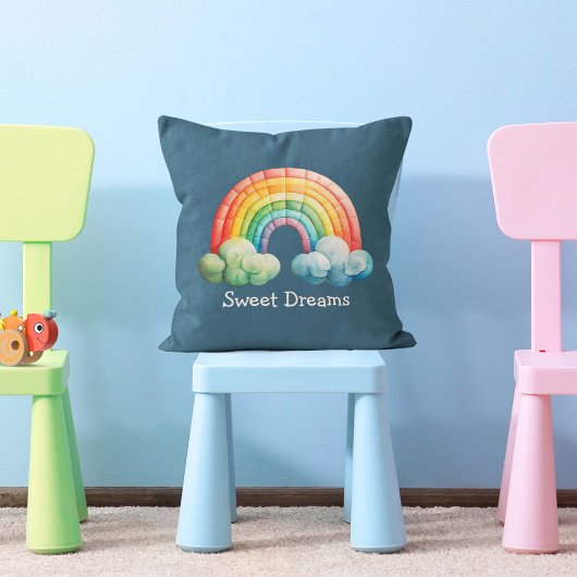 Kids Whimsical Pastel Rainbow in Clouds Kussen