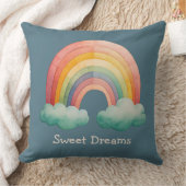 Kids Whimsical Pastel Rainbow in Clouds Kussen (Deken)