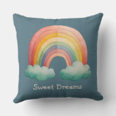 Kids Whimsical Pastel Rainbow in Clouds Kussen (Achterkant)