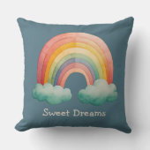 Kids Whimsical Pastel Rainbow in Clouds Kussen (Voorkant)