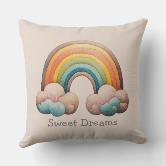 Kids Whimsical Pastel Rainbow in Clouds Kussen (Achterkant)