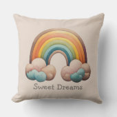 Kids Whimsical Pastel Rainbow in Clouds Kussen (Voorkant)