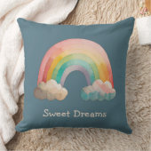 Kids Whimsical Pastel Rainbow in Clouds Kussen (Deken)
