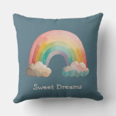 Kids Whimsical Pastel Rainbow in Clouds Kussen (Achterkant)