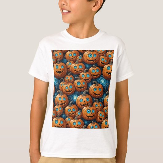 Kids Whimsical Pumpkin Halloween T-Shirt (Voorkant)