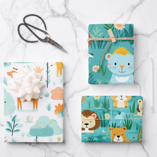 Kids Wildlife Safari    Inpakpapier Vel (Voorkant)