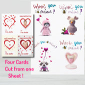 Kids Wooly Hearts 4xValentine's Day Card Feestdagenkaart