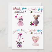Kids Wooly Hearts 4xValentine's Day Card Feestdagenkaart (Voorkant)