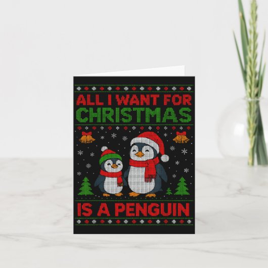 Kids Xmas Tee, All I Want For Christmas Is A Pengu Kaart (Voorkant)