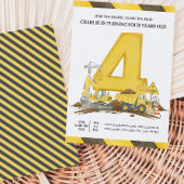 Kids Yellow Construction Truck Birthday Party Kaart