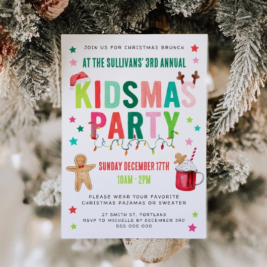 Kidsmas Christmas Party Invitation Kaart