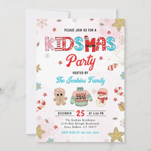 Kidsmas Winter Kerstfeest Kaart (Voorkant)