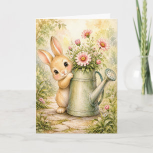 Kiekeboe Konijn Waterbloemen Aquarel Blanco  Kaart