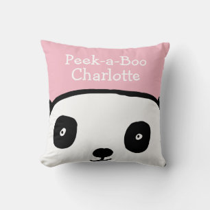 Kiekeboe Panda Persoonlijke Naam Roze Kussen
