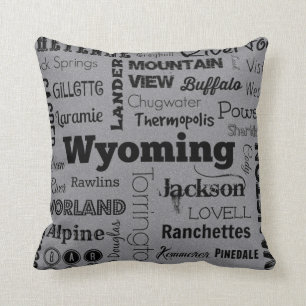 Kiekenkussen voor Wyoming-steden in grijs/zwart Kussen