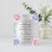 Kiekenmeisje blauwe roze uitnodiging (Staand voorkant)