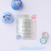 Kiekenmeisje blauwe roze uitnodiging flyer (Enkel)