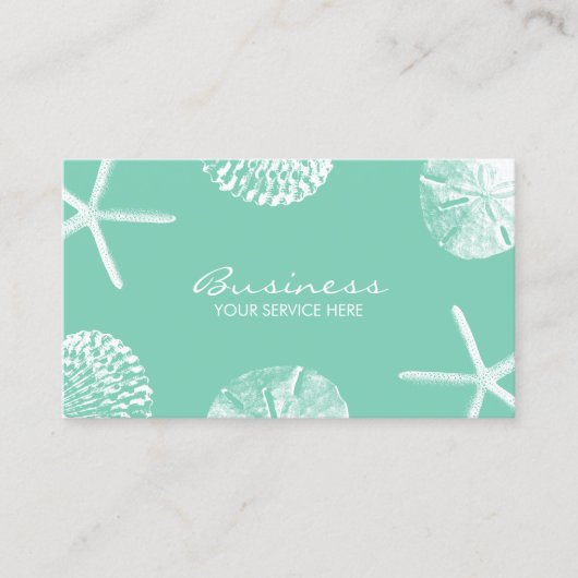 Kiekenthema Seashells Stijlvol Mint Green Visitekaartje (Voorkant)