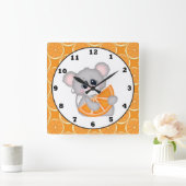 Kiekklok voor oranje schuifmuizen vierkante klok (Huis)