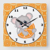 Kiekklok voor oranje schuifmuizen vierkante klok (Voorkant)