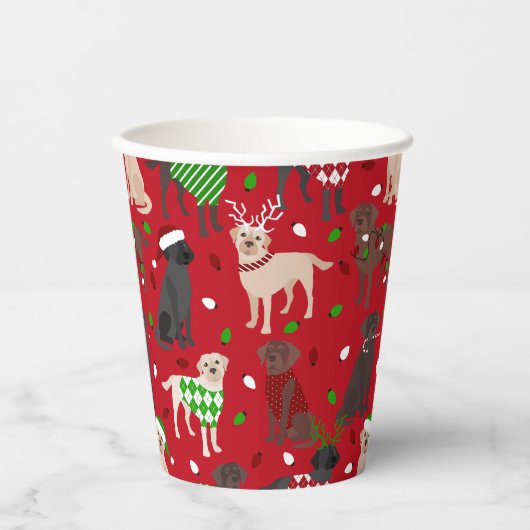 Kiekopjes voor kerstlabradors papieren bekers (Voorkant)