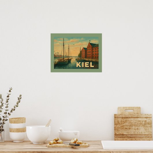 Kiel Duitsland Stad Kunst Poster (Keuken)