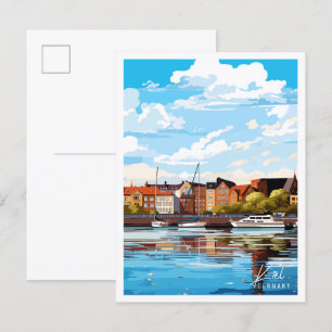 Kiel Duitsland vintage reisillustratie Briefkaart
