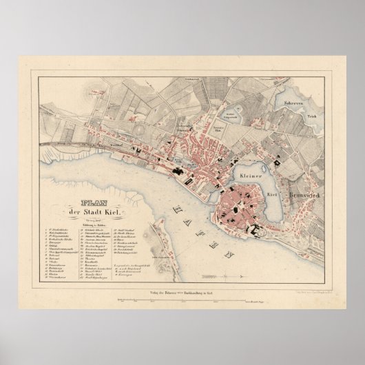 Kiel Germany Map (1858) Poster (Voorkant)