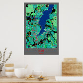 Kiel Stadtkarten Zentrum im Kontrast Poster (Keuken)