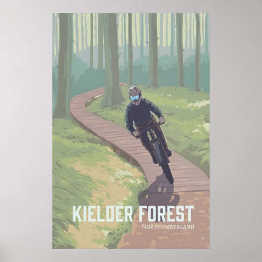 Kielder Forest Mountainbike Reclameposter Poster (Voorkant)