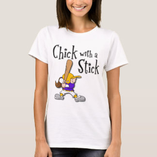 Kiep met Sticks, bruin haar. T-shirt