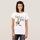 Kiep met Sticks, bruin haar. T-shirt (Voorkant volledig)