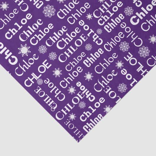 KIES aangepaste naam met sneeuwvlokken Tissuepapier (Detail)